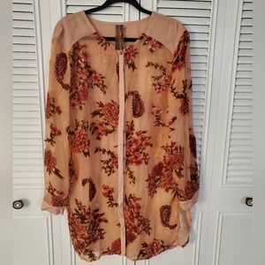 ARRATA Velvet Burnout Tunic Top Large